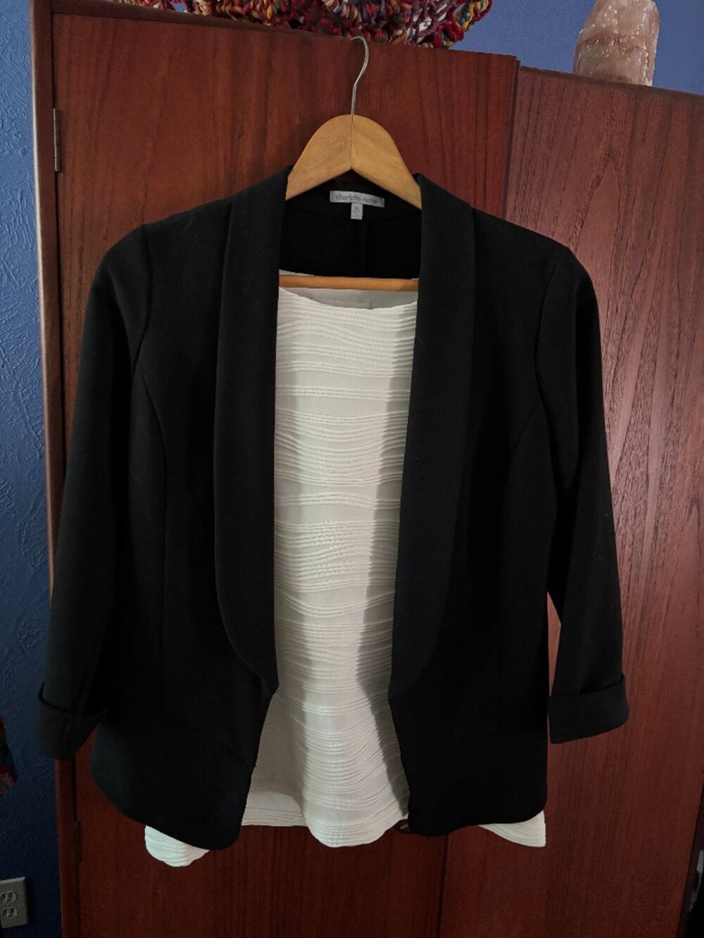 Black Open Front Drape Blazer Size M